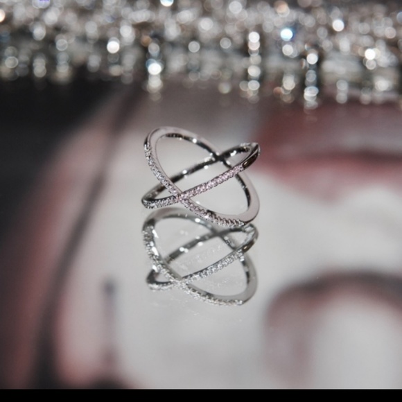 Accessories - Silver Gold Orbit Pave Ring size 5.5